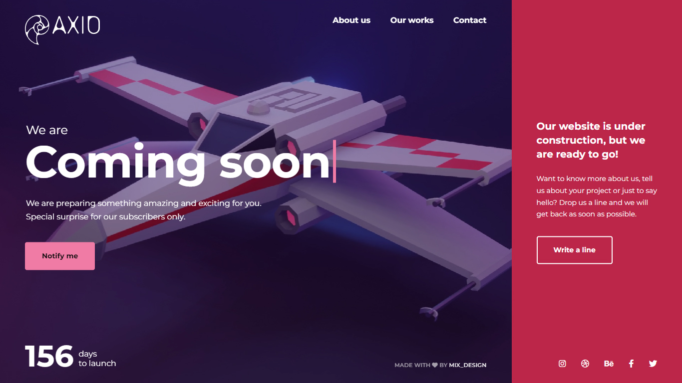 Axio Coming Soon Template Preview Screen