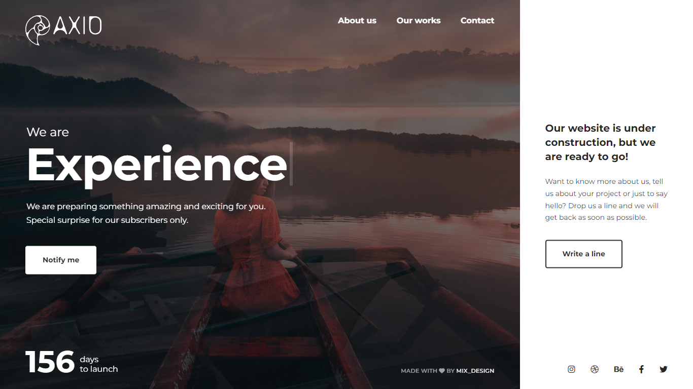 Axio Coming Soon Template Preview Screen