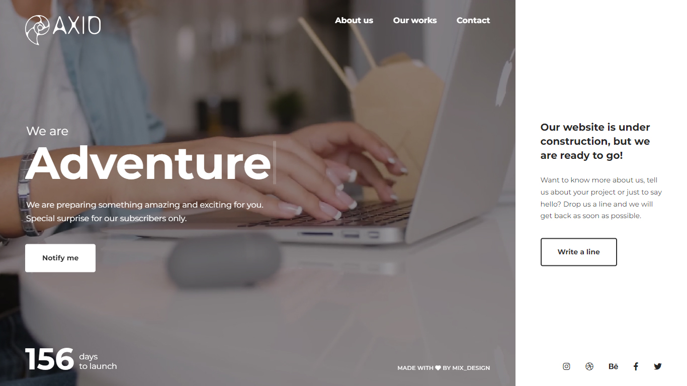 Axio Coming Soon Template Preview Screen
